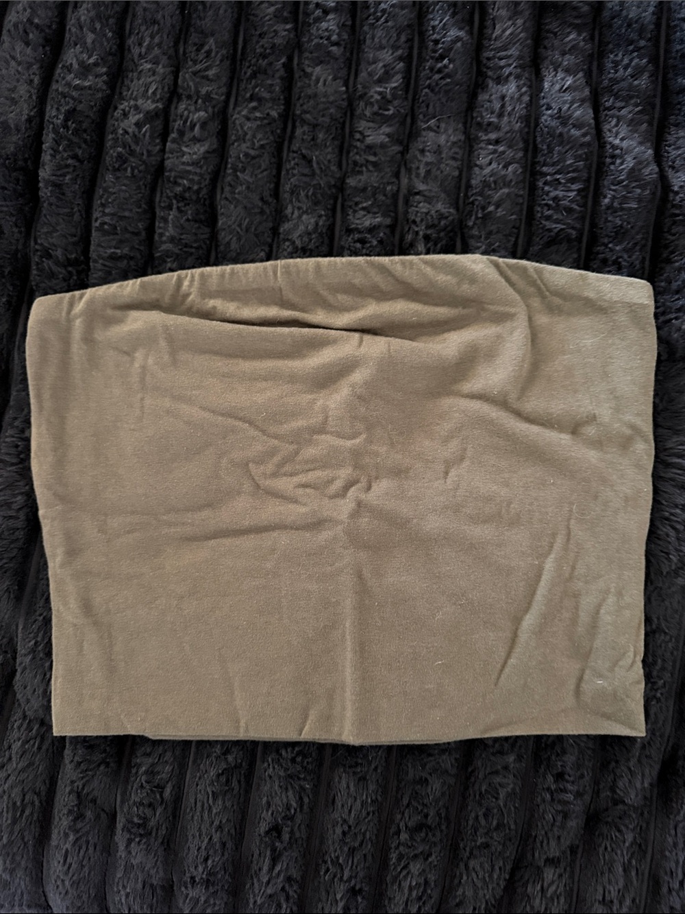Active Basic Olive Green Crop Tube Top Small Cotton Spandex Minimalist Top
